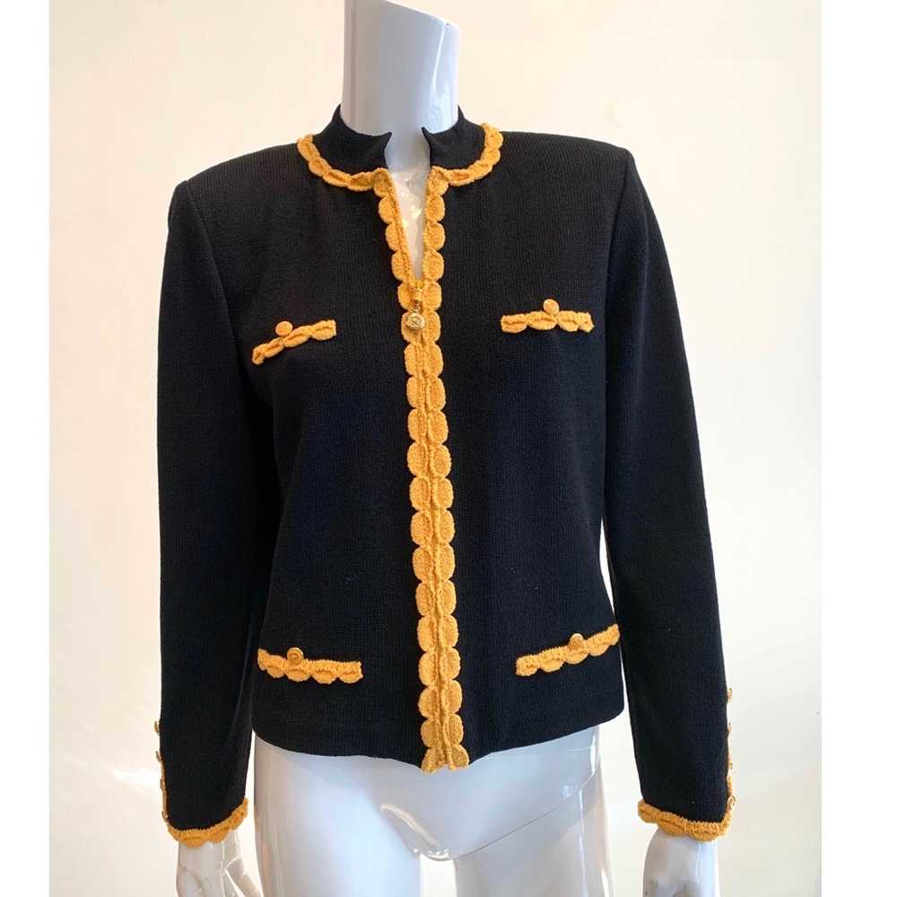 SOLD - ST. JOHN Black Knit Zipper Jacket
